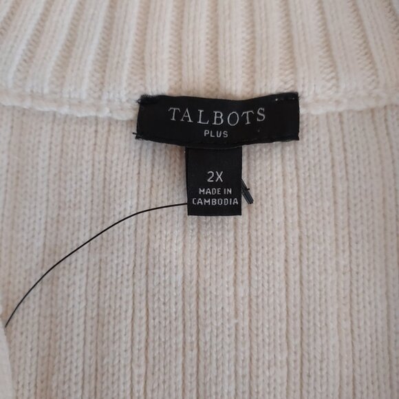 Talbots Ribbed Half-Zip Cream Sweater Vest Size 2X NWOT - Picture 9 of 10